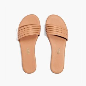 TKEES - Serena Women’s Tan Leather Flat Sandals Size 8